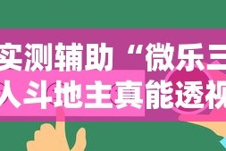 实测辅助“微乐三人斗地主真能透视么”详细辅助透视