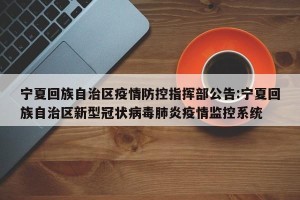 宁夏回族自治区疫情防控指挥部公告:宁夏回族自治区新型冠状病毒肺炎疫情监控系统