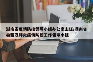湖南省疫情防控领导小组办公室主任/湖南省委新冠肺炎疫情防控工作领导小组