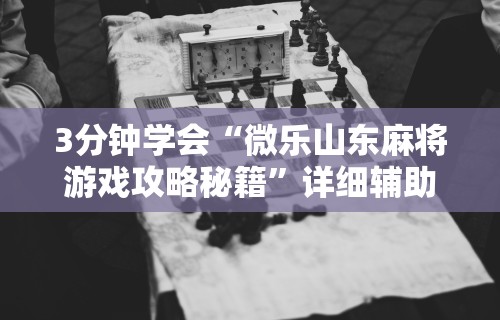 3分钟学会“微乐山东麻将游戏攻略秘籍”详细辅助教程分享