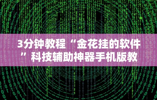 3分钟教程“金花挂的软件”科技辅助神器手机版教程