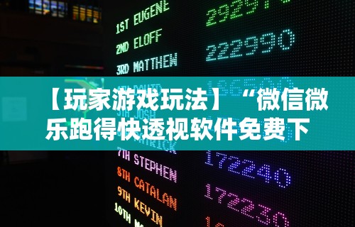 【玩家游戏玩法】“微信微乐跑得快透视软件免费下载”开挂辅助脚本+详细开挂安装教程
