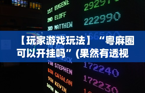 【玩家游戏玩法】“粤麻圈可以开挂吗”(果然有透视挂)