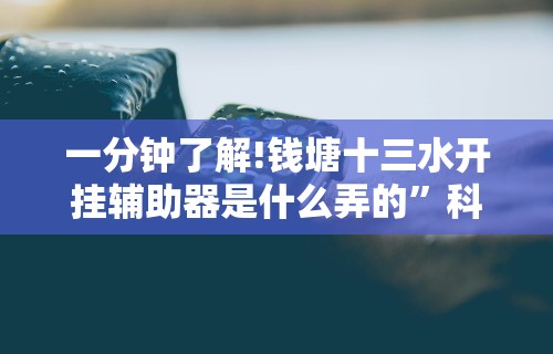 一分钟了解!钱塘十三水开挂辅助器是什么弄的”科技辅助神器手机