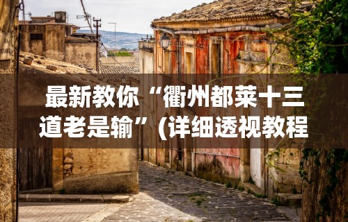 最新教你“衢州都莱十三道老是输”(详细透视教程)-