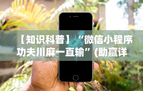 【知识科普】“微信小程序功夫川麻一直输”(助赢详细开挂教程)