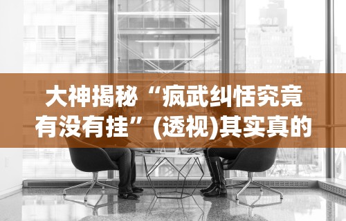 大神揭秘“疯武纠恬究竟有没有挂”(透视)其实真的有挂