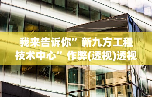 我来告诉你	”新九方工程技术中心”作弊(透视)透视辅助