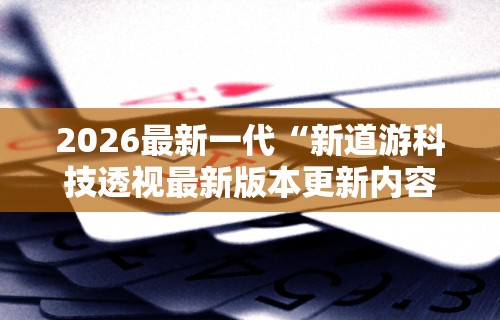 2026最新一代“新道游科技透视最新版本更新内容分享方法”附透视挂详细教程