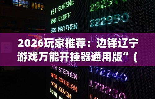 2026玩家推荐：边锋辽宁游戏万能开挂器通用版”(最新透视辅助上线)